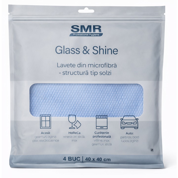 Lavete microfibra pentru sticla si inox – Fishscale Glass & Shine 40×40 cm, SMR