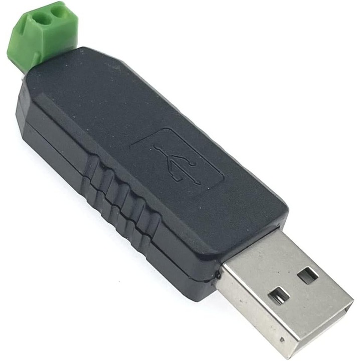 Адаптер USB към RS485 конвертор, Терминален преобразувател, Чип CH340, Черен