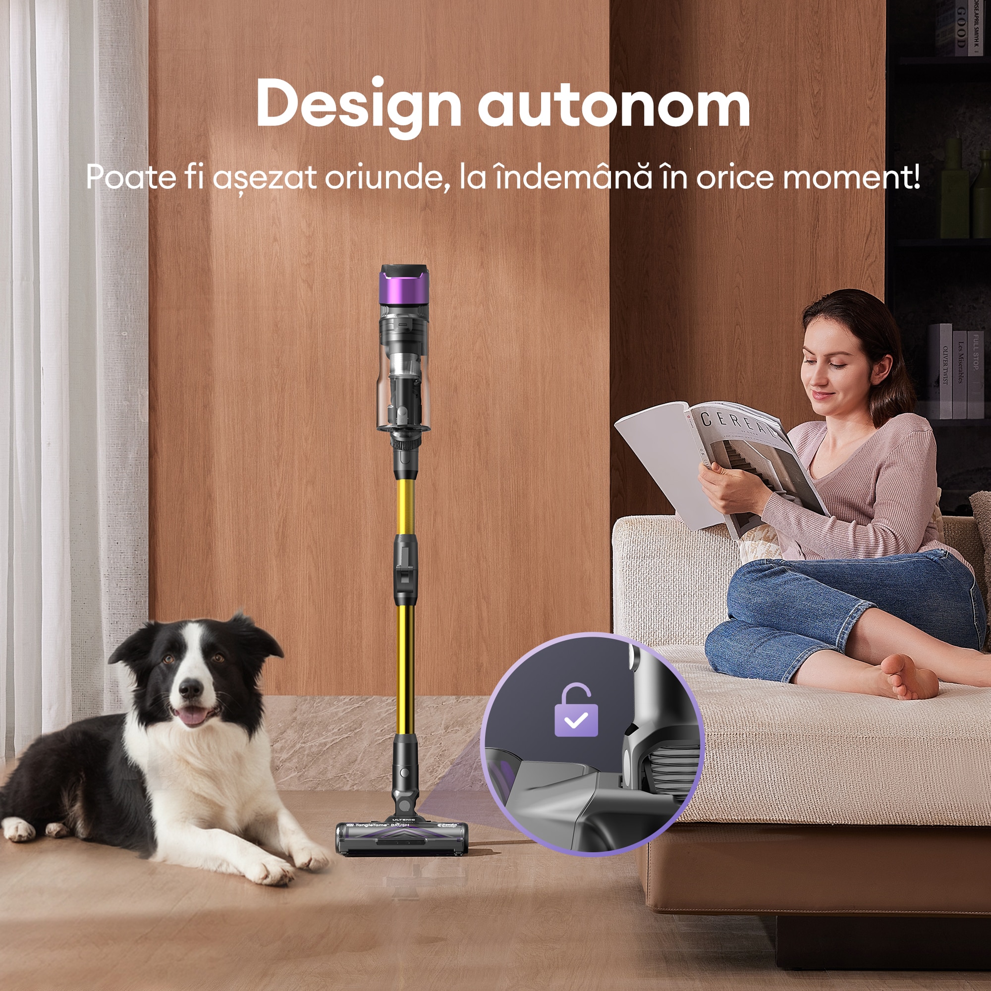 Aspirator vertical fara fir Ultenic U20, 78000 PA/650 W/perie pentru podea Zero-Tangle