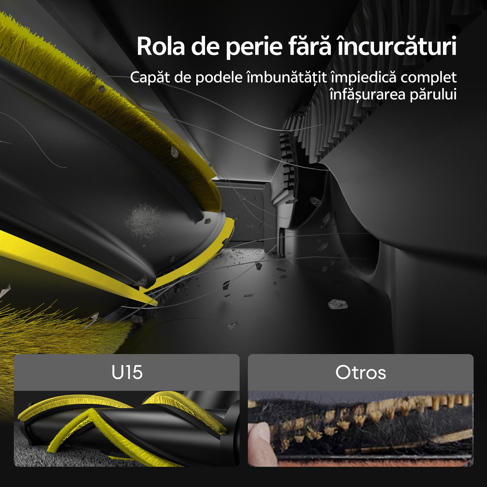 Aspirator fara fir Ultenic U15, 70000PA/65min, sistem cu 6 filtre, baterie detasabila 8×2200 mAh, curatare la 180°/auto-sustinere