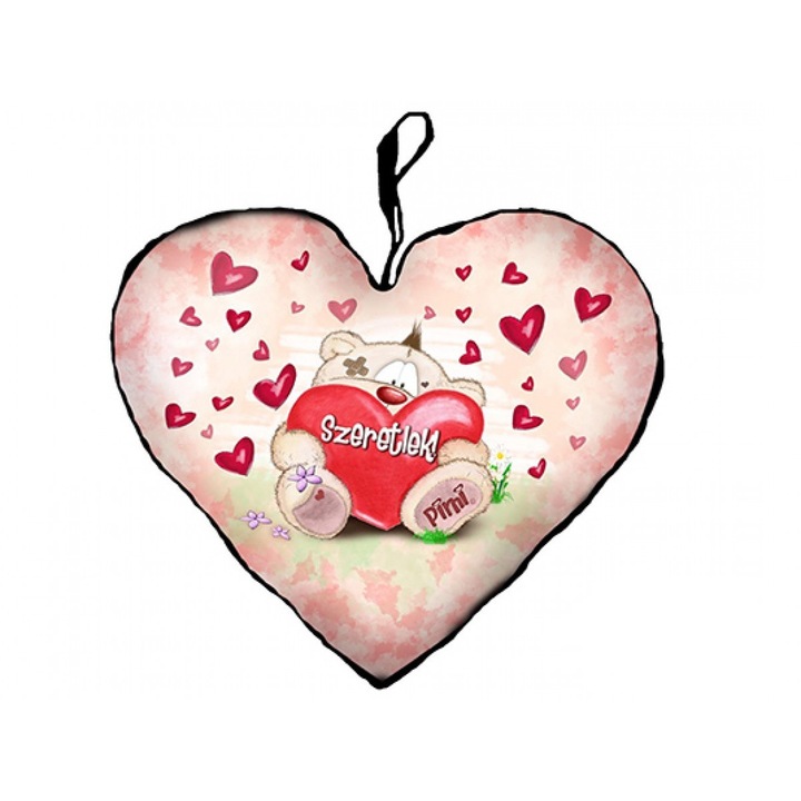 Díszpárna - Szív alakú, Szeretlek macis 35cm