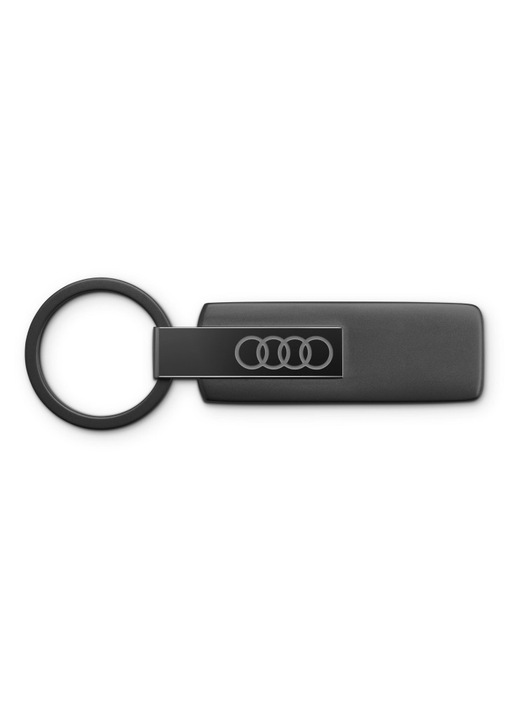 Eredeti Audi logós kulcstartó, rozsdamentes acél zsinórral, fekete, 3182501810