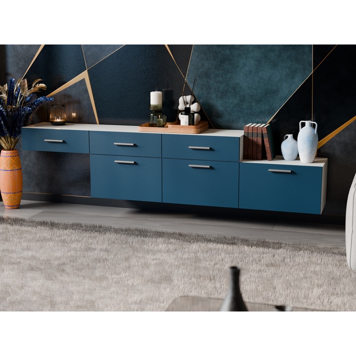 Set Comodă Modulară, Meblast, cu sertare, multicolor, 180x56x38cm