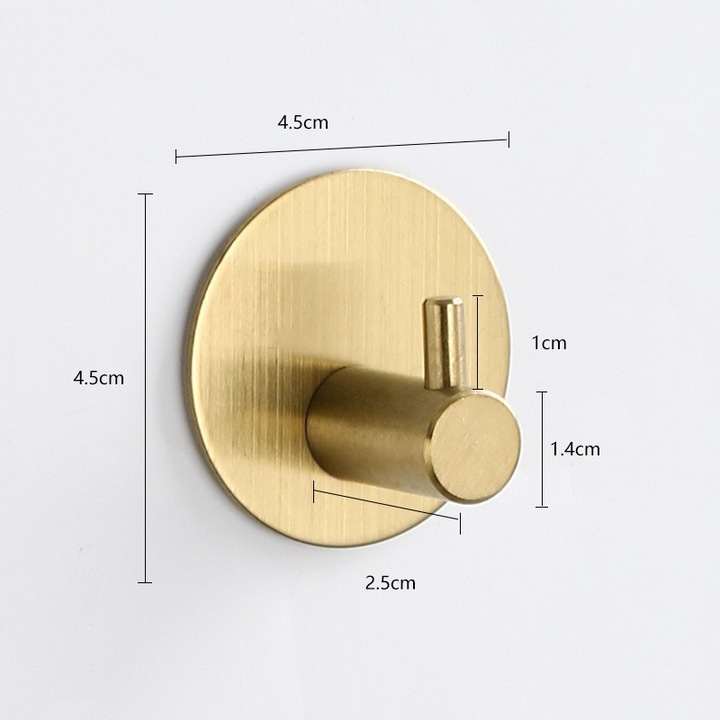 Set 4 suporturi aurii din inox pentru prosoape, fara gaurire, rezistente, 5kg, pentru faianta, sticla, marmura