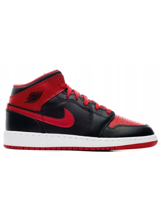 Nike, Маратонки Air Jordan 1Mid от кожа, Черен, 38.5