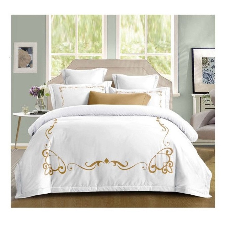 Lenjerie pat dublu finet, model elegant, multicolor, cearceaf 180x200cm, 2 fete de pernă 55x80cm