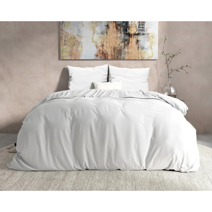 Dreamhouse Mendez White paplanhuzat, flanel pamut, fehér, 140x200/220 cm, szett párnahuzattal 60x70 cm