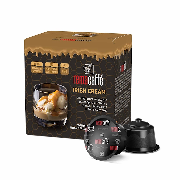 Capsule de cafea REMACAFFÉ Irish Cream, 16 buc., Compatibile cu aparatele de cafea Dolce Gusto