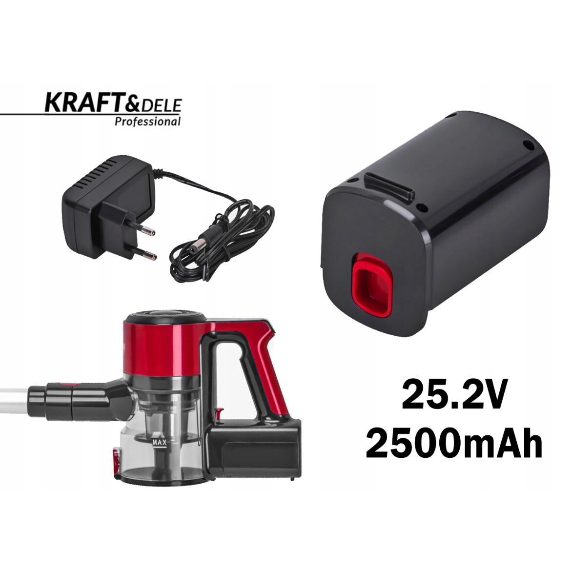 Aspirator vertical fara sac, 25.2 V, 2500 mAh, Kraft