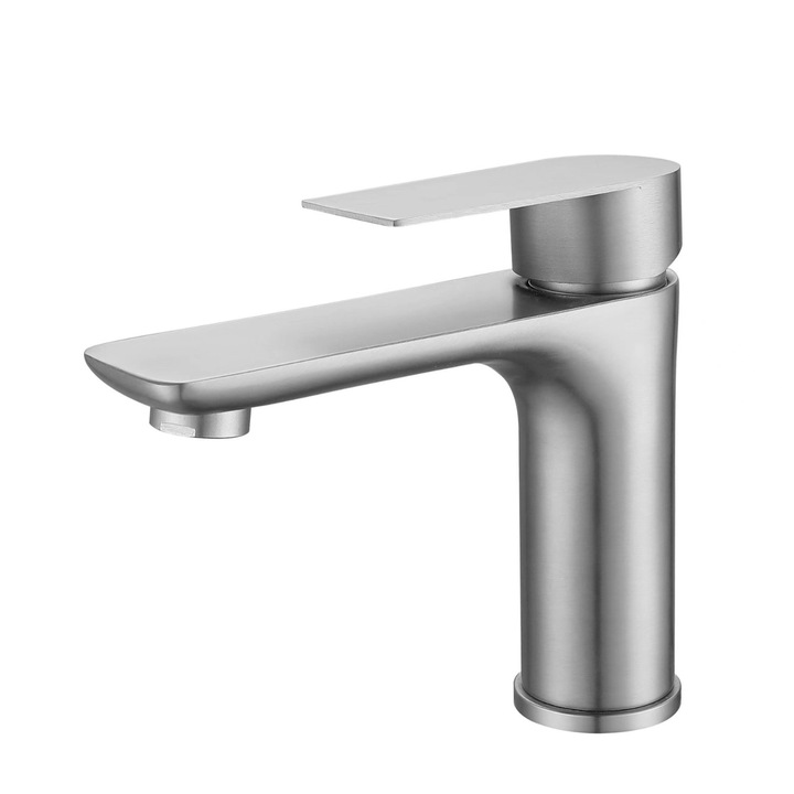 Csaptelep fürdőszobába, inox, meleg és hideg víz, ezüst, csövek nélkül