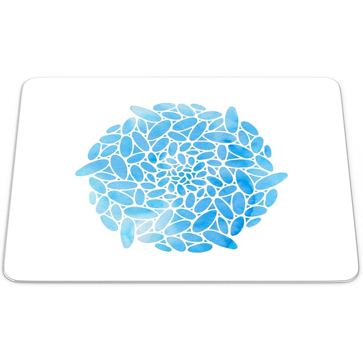 Mouse Pad Questo Casa, Mozaic Albastru, 22x18cm, Textil, Design Spirala Abstracta, Multicolor