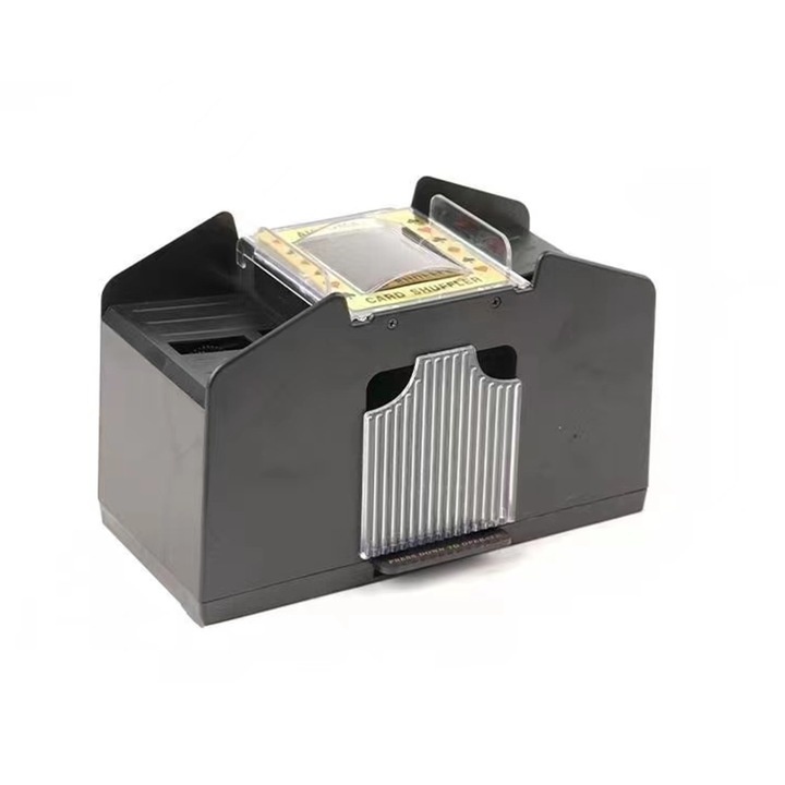 Masina automata de amestecat carti, pentru poker, 4 pachete, compatibila cu baterii AA