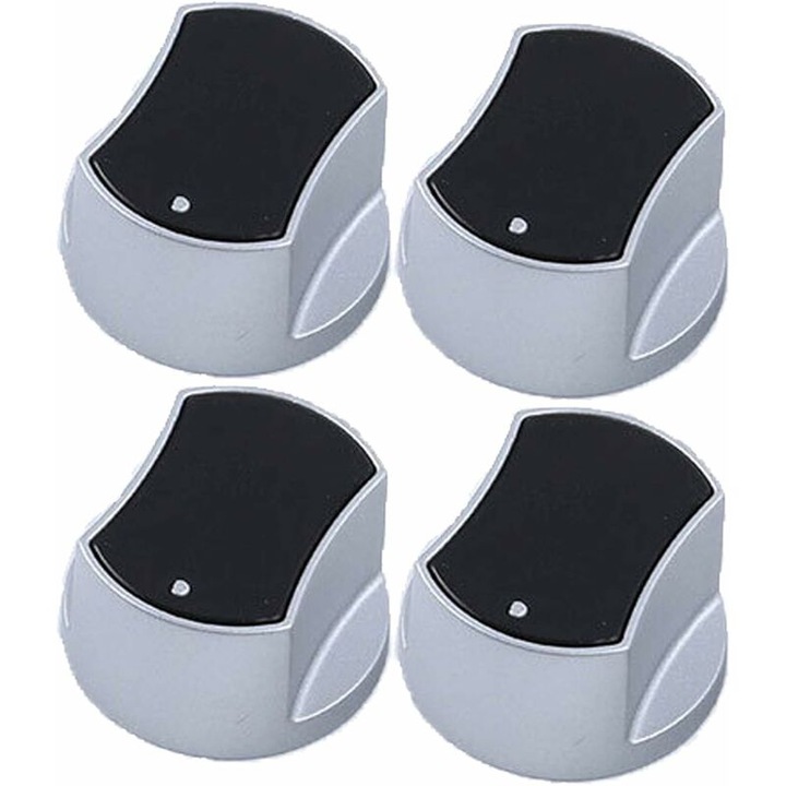 Buton universal pentru aragaz, 4 piese, zinc aliaj, negru, 3.9cm diametru