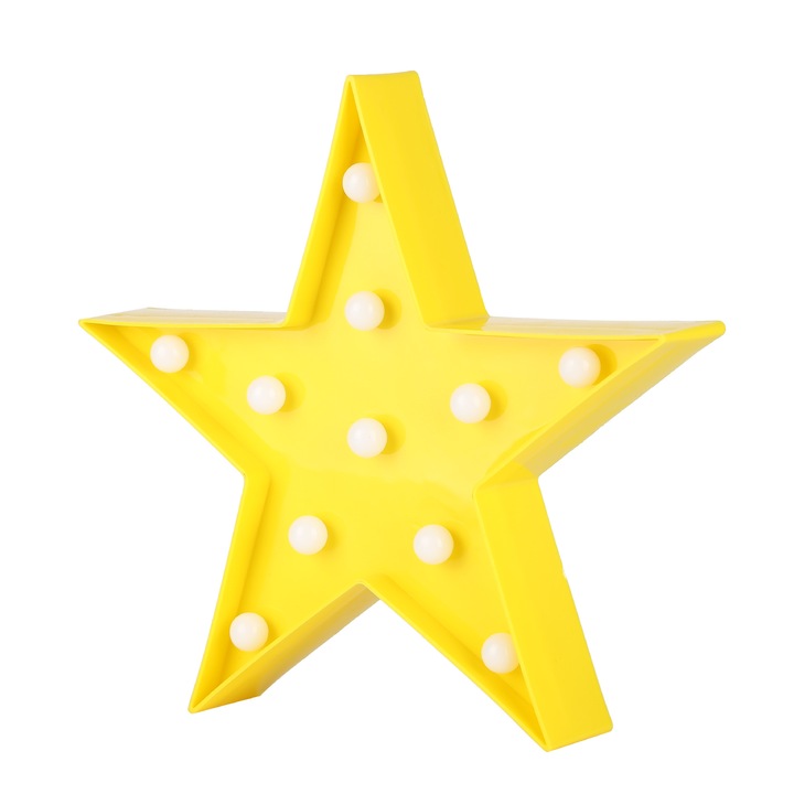 Veioza stea cu LED-uri, lumina alba calda, decorare perete Craciun, pentru camera de zi si dormitor