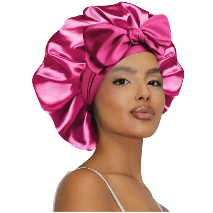 Caciula de somn, satin, roz