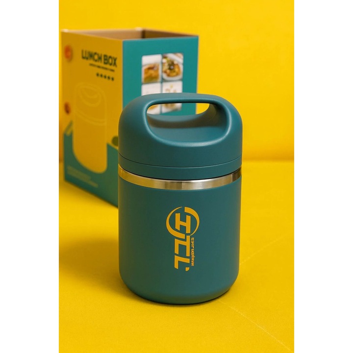Caserola Albastră 630 ml, interior din Inox, lunch box pentru mâncare
