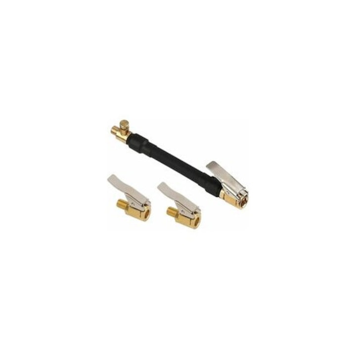 Adaptor pentru supapa de cauciuc auto, furtun de umflare cu 2 duze din alama, 30cm, multicolor