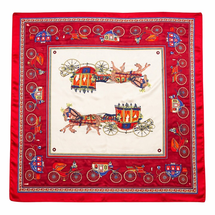 Esarfa eleganta de dama, imprimeu luxury, satin, 90 x 90 cm, Multicolor, 90 x 90 cm