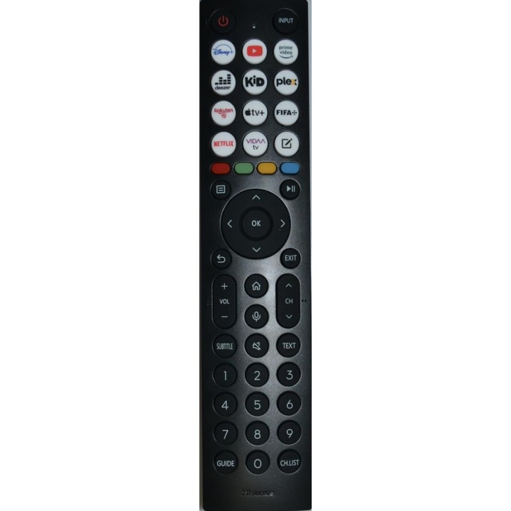 Telecomanda televizor SMART originala HISENSE, butoane dedicate NETFLIX, YouTube, Prime Video, Disney+, Apple TV+, cod ERF2J36H(011)
