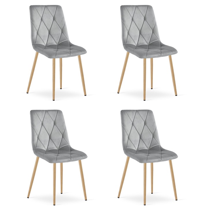 Scaun tapitat, LEOBERT, LIBRA, metalic, 86,5x45x54cm, gri deschis