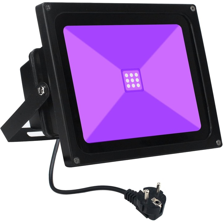 Proiector UV LED 10W, IP65 Waterproof, pentru petreceri, decorare, culoare neagra