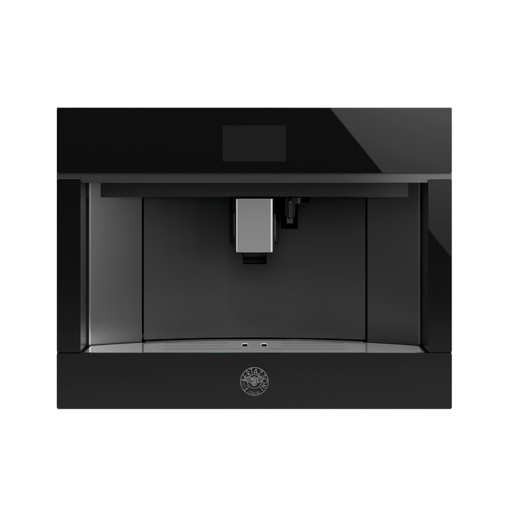 Вградена автоматична кафемашина Bertazzoni, Modern Series, 15 бара, 2.5 литра, съвместима със зърна/мляно кафе, 13 вида напитки, автоматично изключване, ръчна система за разпенване на мляко, лесно почистване, компактен, стъклен дизайн, 1350 W, черна