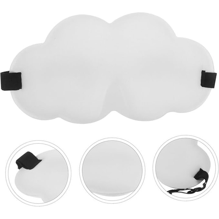 Masca de somn pentru femei, alb laptos, set de 2, material din bumbac si spuma cu memorie, confortabila, usor de purtat