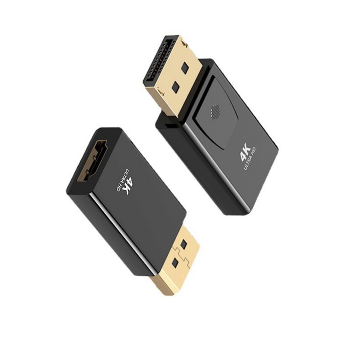 Adaptor DP la HDMI, convertor 4K HD, suporta modul de copiere/extindere, transmisie stabila a semnalului, conectare si utilizare imediata fara driver, compatibil cu multiple dispozitive de afisare si sisteme de operare