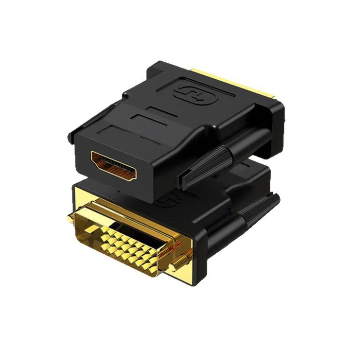 Adaptor DVI la HDMI, suporta conversia semnalului HD, conectare si utilizare imediata fara driver, compatibil cu multiple dispozitive de afisare si sisteme de operare, culoare neagra