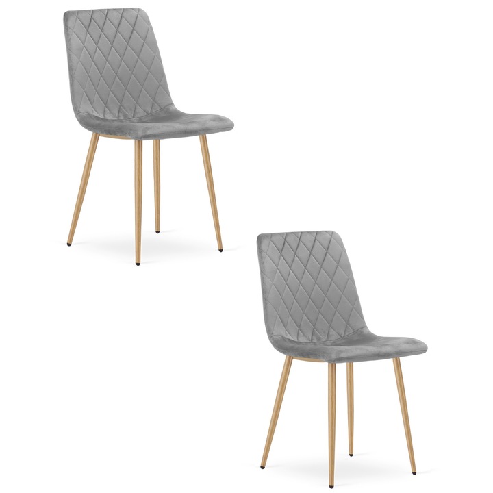 Scaun tapitat, LEOBERT, TURIN, gri deschis, 87,5x44,5x53cm, set 2 buc.