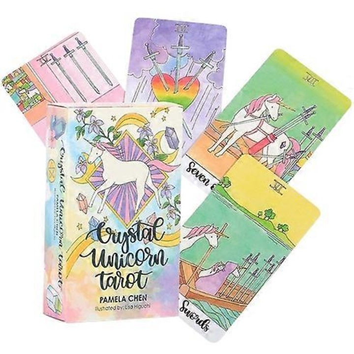 Tarot kártyák - Kristály Egyszarvú, készlet, 10.3x6cm, spanyol design, kristályok