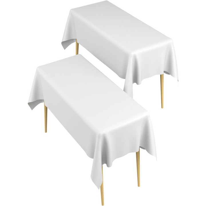 Set 5 Fete de masa din plastic alb, 54x108 inch, pentru mese dreptunghiulare de 6-8 picioare, impermeabile, reutilizabile sau de unica folosinta