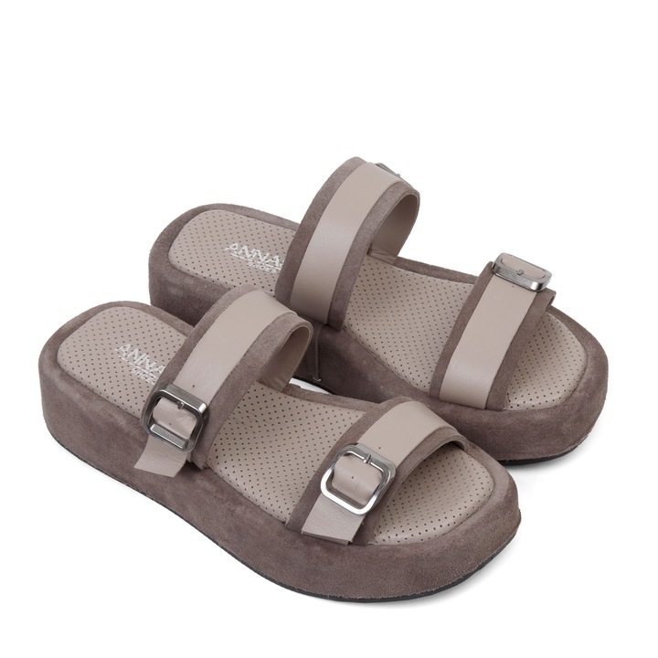 Slapi HERA - piele naturala bejfewqg, Bej, 39