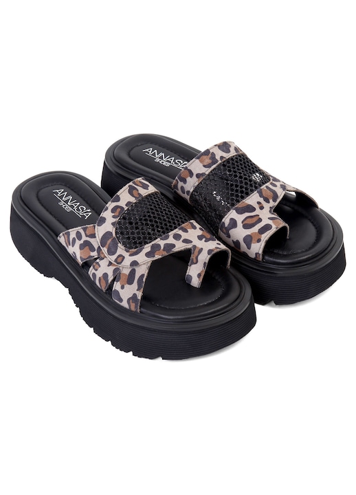 Slapi Pollini Slapi HELEN - piele naturala animal print - 36 - eMAG.ro
