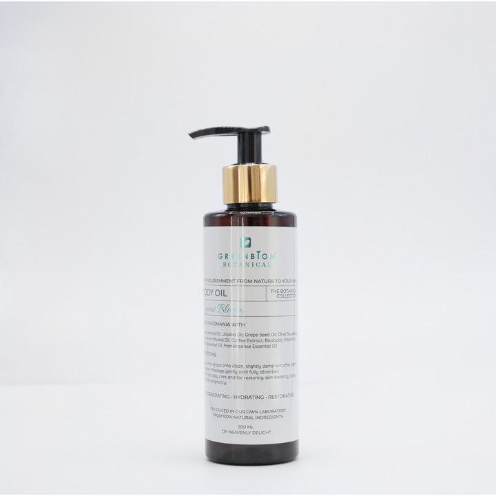 Ulei de corp hidratant GreenBiom Renew Bloom, hidratare intensa si aromaterapie, cu Neroli si Frankincense, piele catifelata si regenerare, 200ml