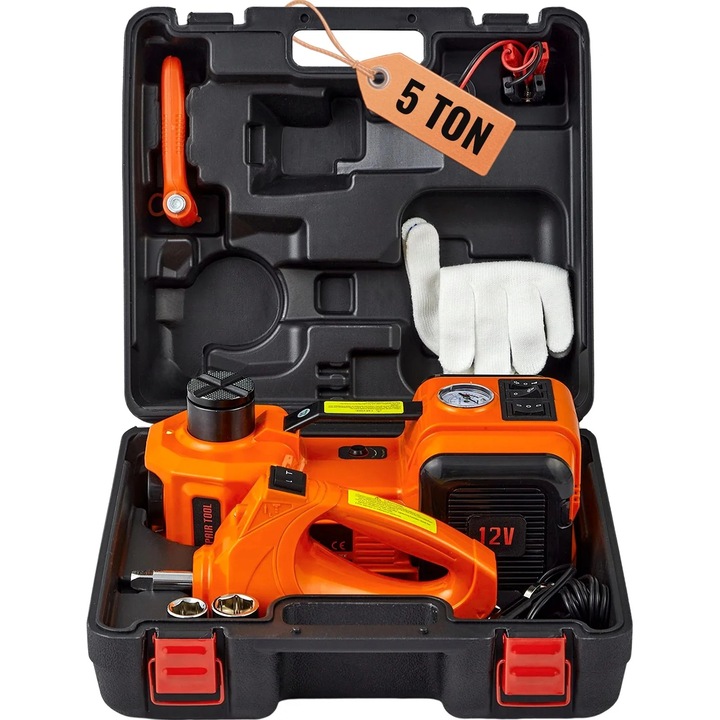 Cric electric auto, capacitate 5 tone cu cheie, hidraulic, portabil, negru