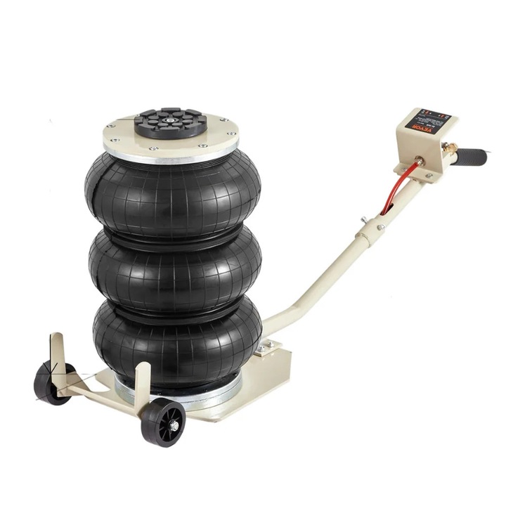 Cric pneumatic auto, capacitate 3 tone, ridicare cu aer pentru trei saci, nereglabil, alb