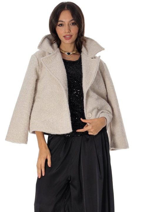 Női rövidített dzseki zsebekkel, krém színű Aimelia JR673, Onesize