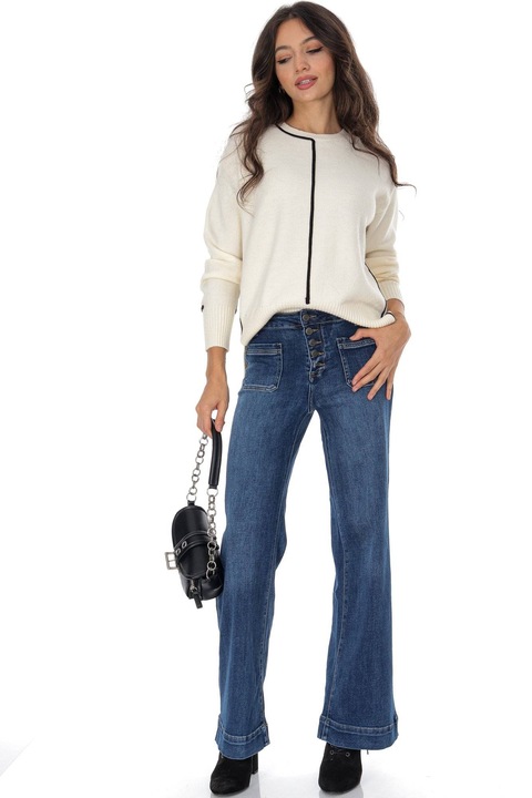 Női széles szárú farmer, négyzet alakú zsebekkel, TR572, Farmer