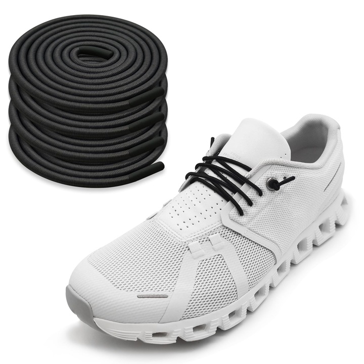 NDTEZUGT 2 perechi elastice Thin Sireturi No-Tie for pantofi de alergare – Negru 32''/80cm