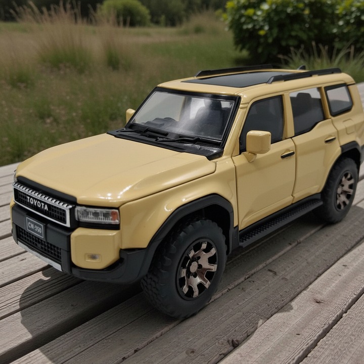 Fém Modell Toyota Land Cruiser 250, Sárga, 1:32, Fények, Hangok, 16cm