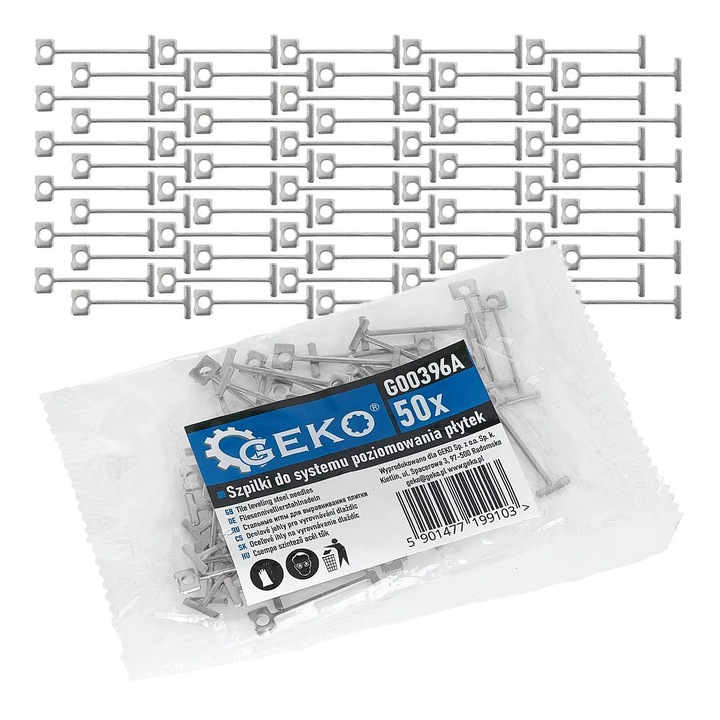 Set stifturi interschimbabile Geko G00396A, 50 buc, pentru nivelare gresie