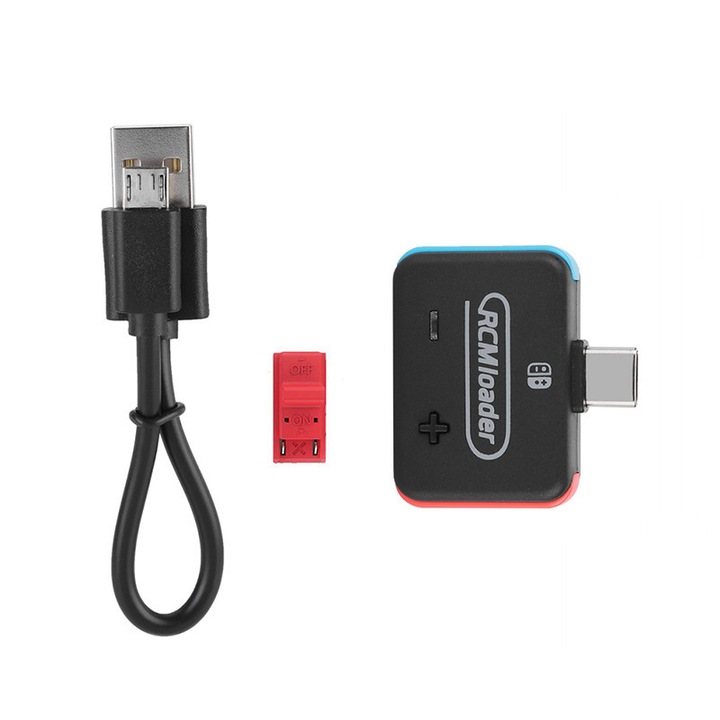 Kit AutoRCM Loader pentru Nintendo Switch cu Jig, Injector RCM, Incorporat Payloads ReiNX si Atmosphere, Reincarcabil USB, Portabil, Plug and Play, Instrument Complet de Modding pentru Consola NS