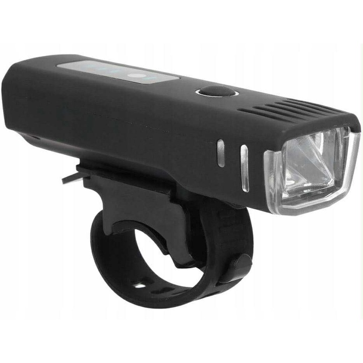 LED kerékpár lámpa, fekete, első rögzítés, kompakt méretek