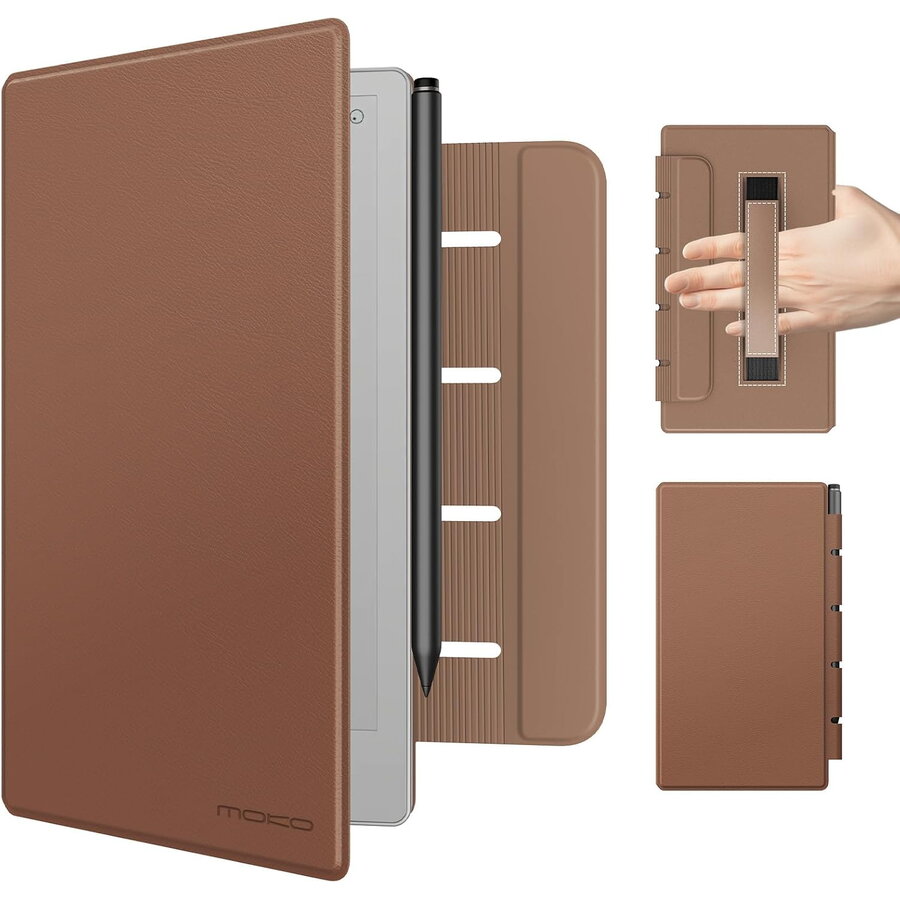 Husa MoKo Book Folio pentru Remarkable Paper Pro Move 7.3", Magnetic, Maro