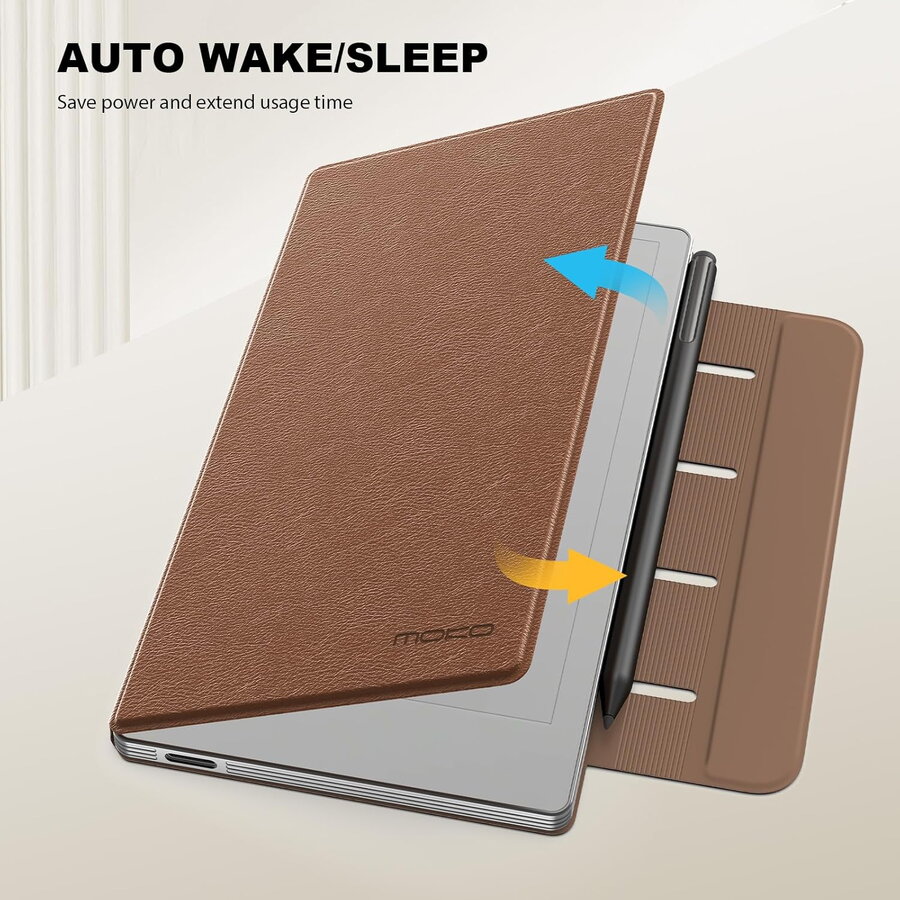 Husa MoKo Book Folio pentru Remarkable Paper Pro Move 7.3", Magnetic, Maro
