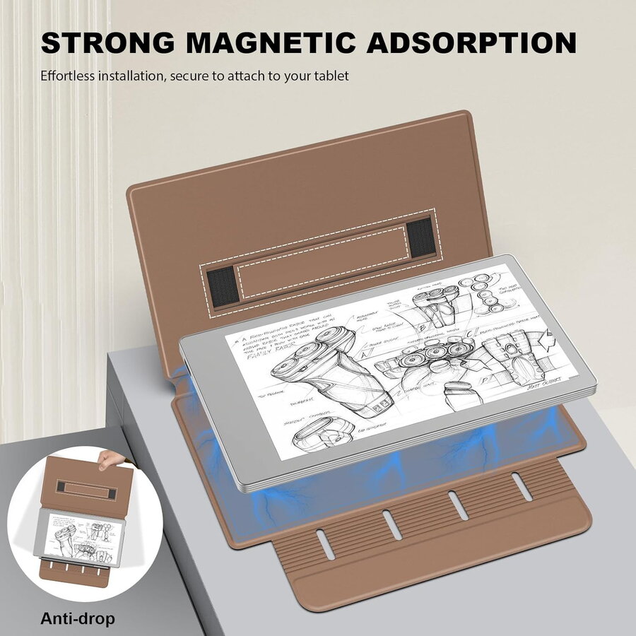 Husa MoKo Book Folio pentru Remarkable Paper Pro Move 7.3", Magnetic, Maro