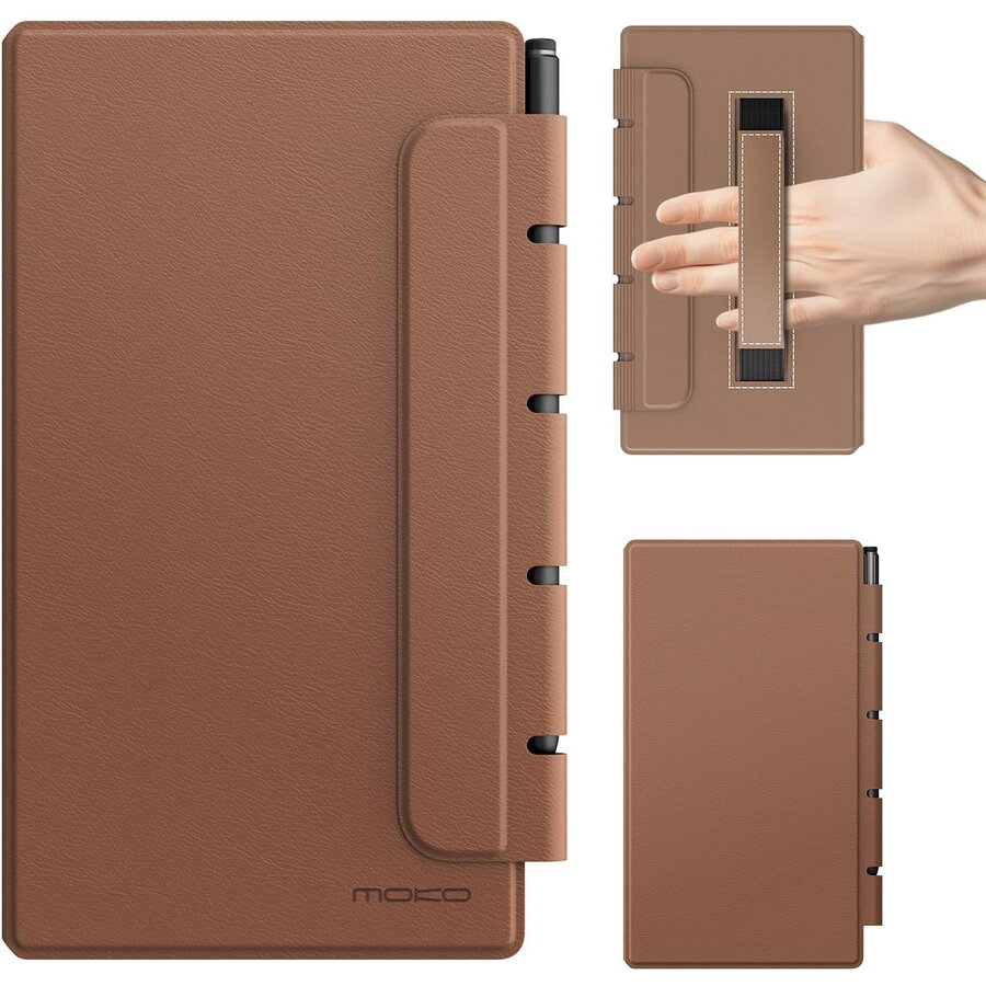 Husa MoKo Book Folio pentru Remarkable Paper Pro Move 7.3", Magnetic, Maro