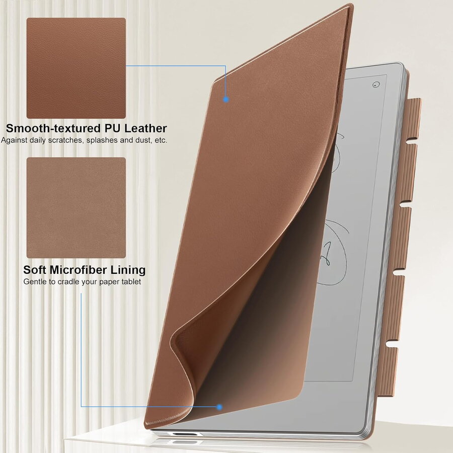 Husa MoKo Book Folio pentru Remarkable Paper Pro Move 7.3", Magnetic, Maro