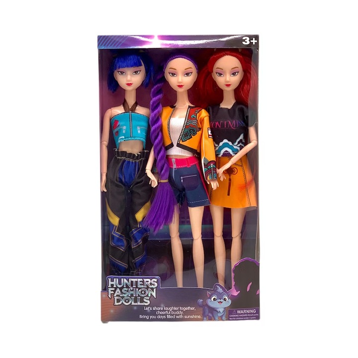 Set 3 papusi K-POP Devil Hunter Girls Next Farma®, 3 piese, vinil, dimensiune 28 cm